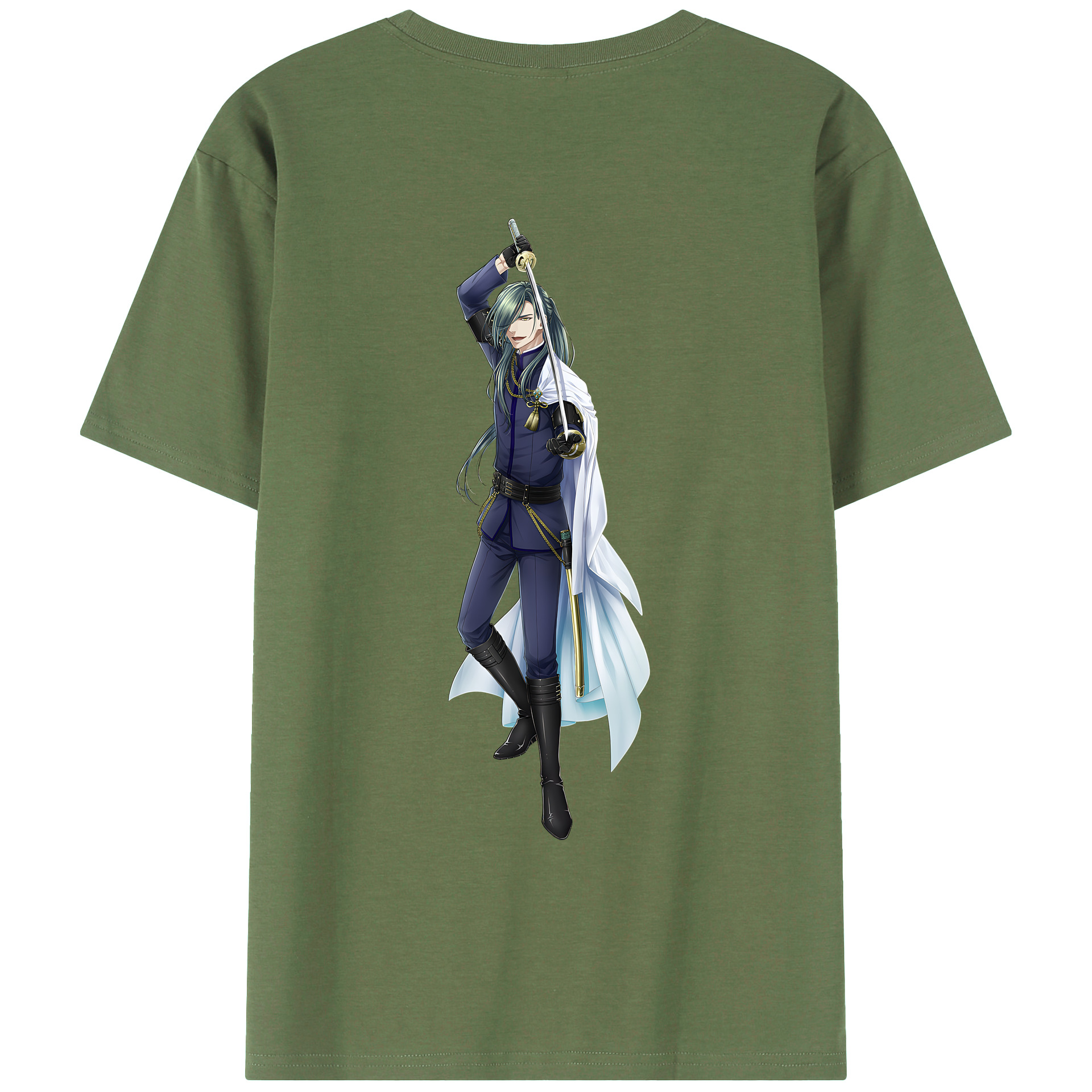 （画像用） 刀剣乱舞 Touken Ranbu 綿100％ メンズ半袖Tシャツ（バックプリント） 通気性